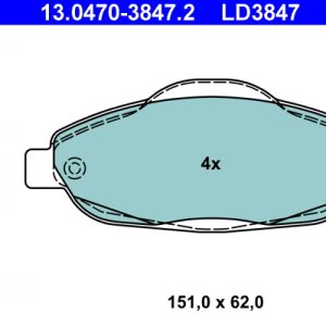 Set placute frana ATE 13.0470-3847.2 – PEOUGET | AutoRival