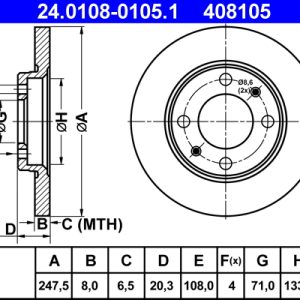 Disc frana ATE 24.0108-0105.1 – PEOUGET | AutoRival