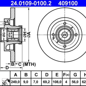 Disc frana ATE 24.0109-0100.2 – PEOUGET | AutoRival