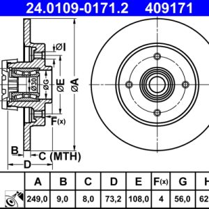 Disc frana ATE 24.0109-0171.2 – PEOUGET | AutoRival