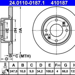 Disc frana ATE 24.0110-0187.1 – PEOUGET | AutoRival
