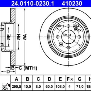 Disc frana ATE 24.0110-0230.1 – PEOUGET | AutoRival