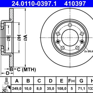 Disc frana ATE 24.0110-0397.1 – PEOUGET | AutoRival