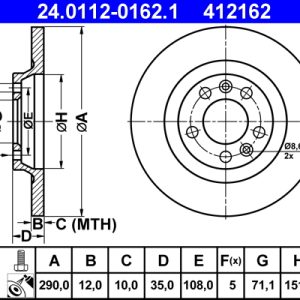 Disc frana ATE 24.0112-0162.1 – PEOUGET | AutoRival