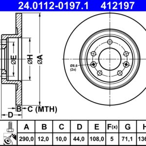 Disc frana ATE 24.0112-0197.1 – PEOUGET | AutoRival