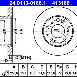Disc frana ATE 24.0113-0168.1 – PEOUGET | AutoRival