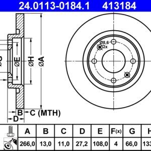 Disc frana ATE 24.0113-0184.1 – PEOUGET | AutoRival