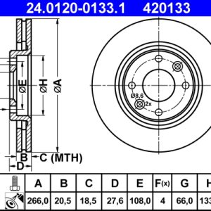 Disc frana ATE 24.0120-0133.1 – PEOUGET | AutoRival