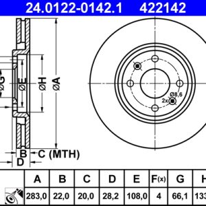 Disc frana ATE 24.0122-0142.1 – PEOUGET | AutoRival