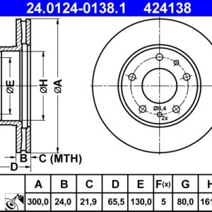 Disc frana ATE 24.0124-0138.1 – PEOUGET | AutoRival