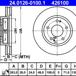 Disc frana ATE 24.0126-0100.1 – PEOUGET | AutoRival