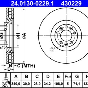 Disc frana ATE 24.0130-0229.1 – PEOUGET | AutoRival