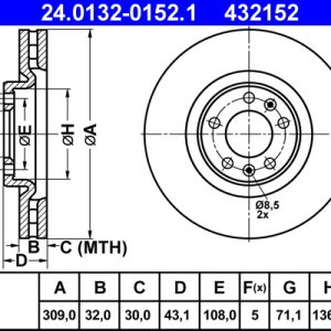 Disc frana ATE 24.0132-0152.1 – PEOUGET | AutoRival