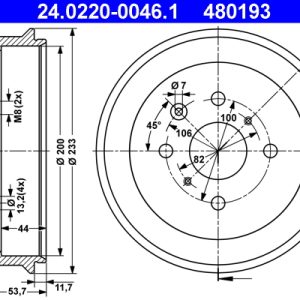 Tambur frana ATE 24.0220-0046.1 – PEOUGET | AutoRival