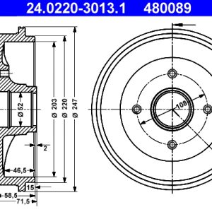 Tambur frana ATE 24.0220-3013.1 – PEOUGET | AutoRival