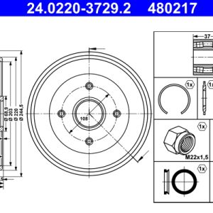 Tambur frana ATE 24.0220-3729.2 – PEOUGET | AutoRival