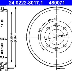 Tambur frana ATE 24.0222-8017.1 – PEOUGET | AutoRival