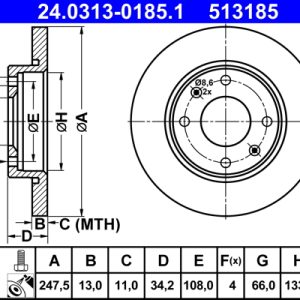 Disc frana ATE 24.0313-0185.1 – PEOUGET | AutoRival