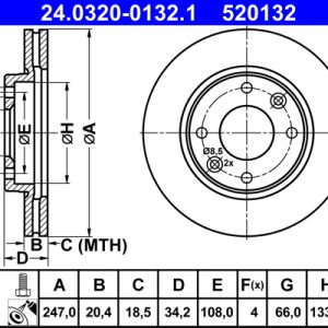 Disc frana ATE 24.0320-0132.1 – PEOUGET | AutoRival