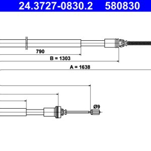 Cablu frana de parcare ATE 24.3727-0830.2 – PEOUGET | AutoRival