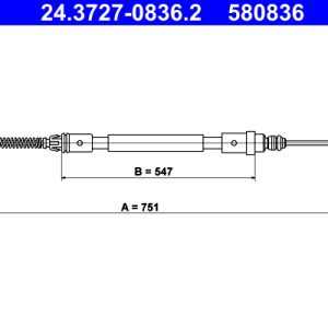 Cablu frana de parcare ATE 24.3727-0836.2 – PEOUGET | AutoRival