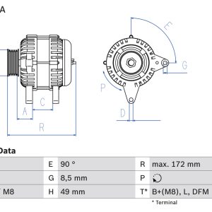 Alternator RENAULT MEGANE II limuzina (LM0/1_) 1.9 dCi diesel 92 cai BOSCH 0 986 080 330