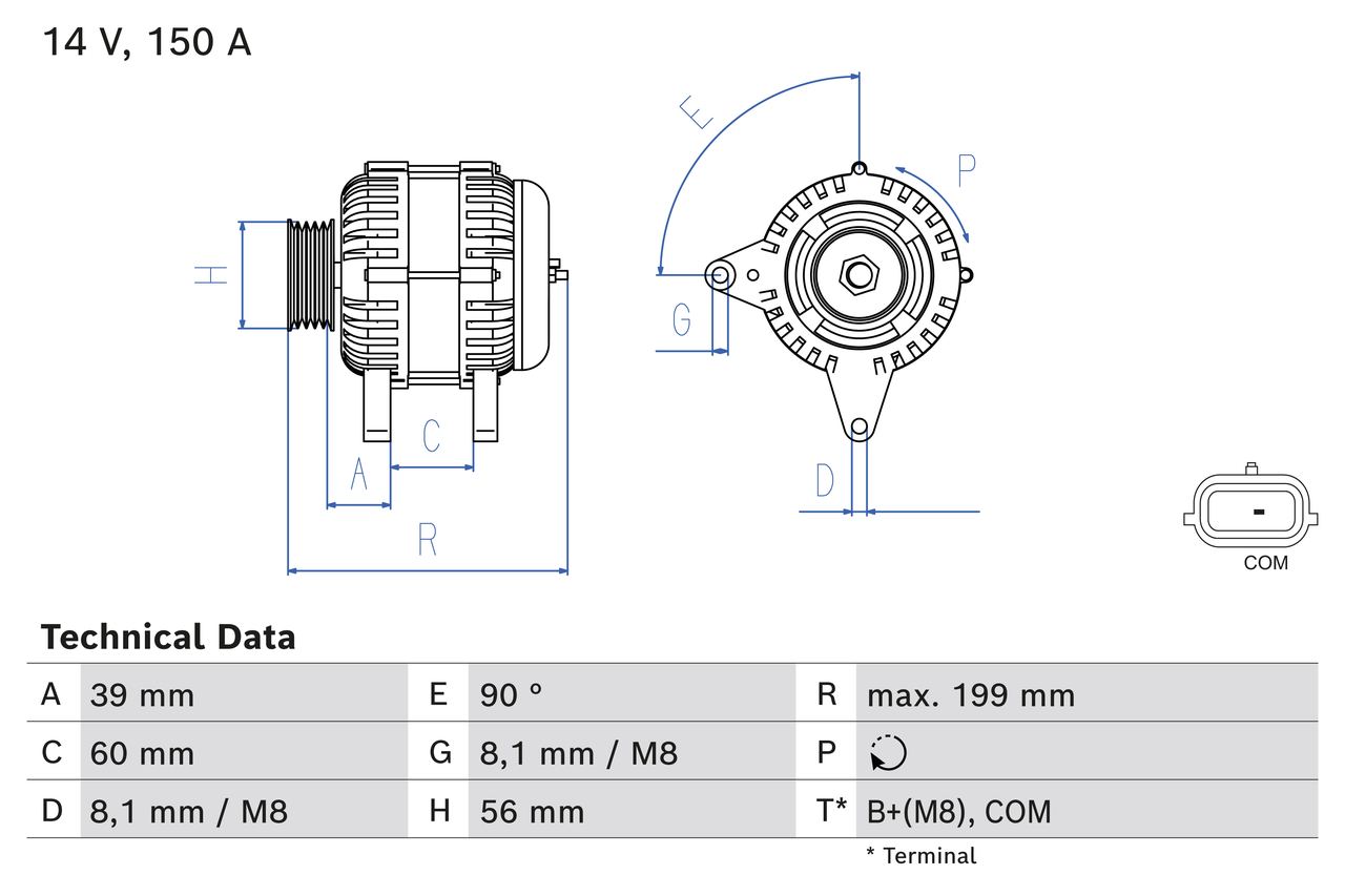 Alternator RENAULT MEGANE IV hatchback (B9A/M/N_) 1.5 dCi 110 (B9A3) diesel 110 cai BOSCH 0 986 084 070
