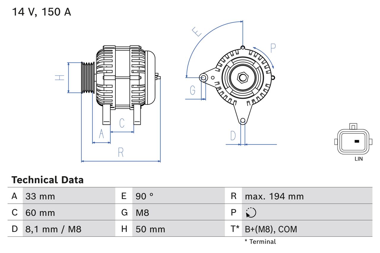 Alternator RENAULT MEGANE IV Grandtour (K9A/M/N_) 1.6 dCi 165 diesel 163 cai BOSCH 0 986 084 690