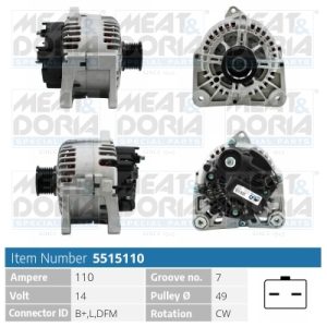 Alternator RENAULT MEGANE II (BM0/1_, CM0/1_) 2.0 Renault Sport benzina 224 cai MEAT DORIA 5515110