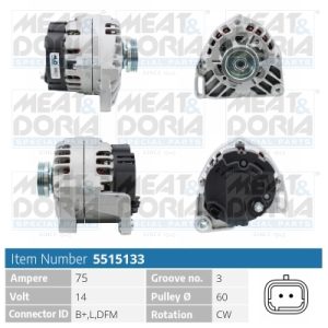 Alternator RENAULT TWINGO I Caseta/ Hatchback (S06_) 1.2 benzina 75 cai MEAT DORIA 5515133