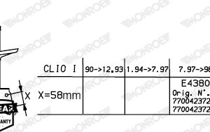 Amortizor RENAULT CLIO I (B/C57_, 5/357_) 1.9 D (B/C/S576, B/C/S57L) diesel 64 cai MONROE G7485