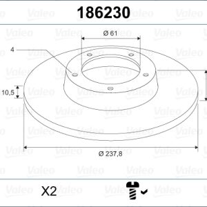 Disc frana VALEO 186230 – RENAULT | AutoRival