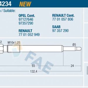 Bujie incandescenta FAE 74234 – RENAULT | AutoRival