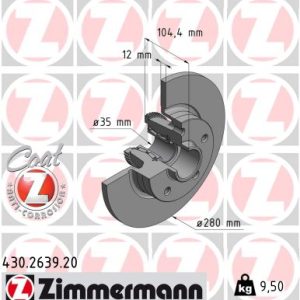 Disc frana ZIMMERMANN 430.2639.20 – RENAULT | AutoRival