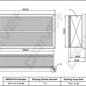 Filtru aer DRIVE DP1110.10.0768