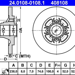 Disc frana ATE 24.0108-0108.1 – RENAULT | AutoRival