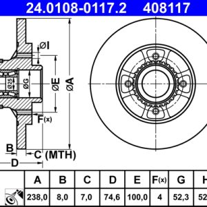 Disc frana ATE 24.0108-0117.2 – RENAULT | AutoRival