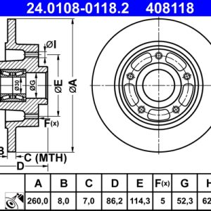 Disc frana ATE 24.0108-0118.2 – RENAULT | AutoRival