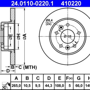 Disc frana ATE 24.0110-0220.1 – RENAULT | AutoRival