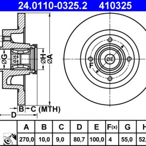 Disc frana ATE 24.0110-0325.2 – RENAULT | AutoRival