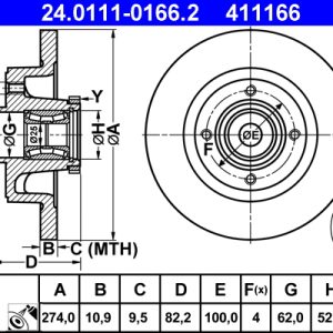 Disc frana ATE 24.0111-0166.2 – RENAULT | AutoRival