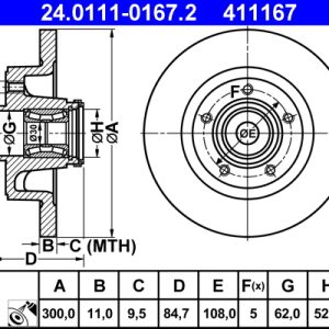 Disc frana ATE 24.0111-0167.2 – RENAULT | AutoRival