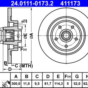 Disc frana ATE 24.0111-0173.2 – RENAULT | AutoRival