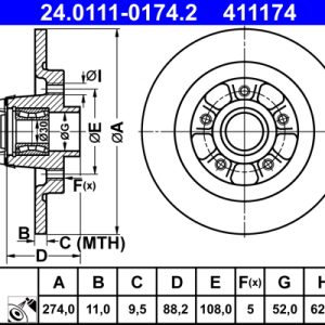 Disc frana ATE 24.0111-0174.2 – RENAULT | AutoRival