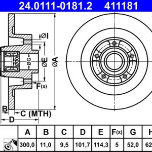 Disc frana ATE 24.0111-0181.2 – RENAULT | AutoRival