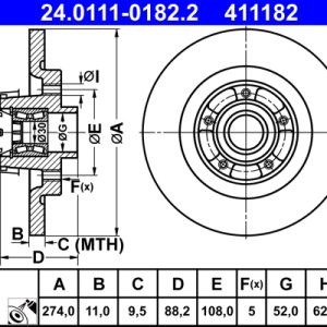 Disc frana ATE 24.0111-0182.2 – RENAULT | AutoRival