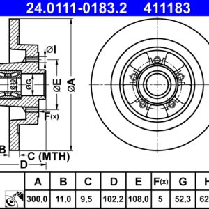 Disc frana ATE 24.0111-0183.2 – RENAULT | AutoRival