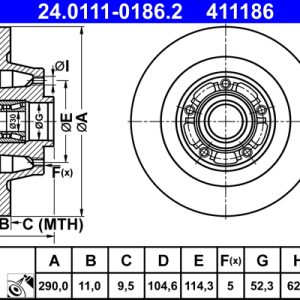 Disc frana ATE 24.0111-0186.2 – RENAULT | AutoRival