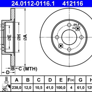 Disc frana ATE 24.0112-0116.1 – RENAULT | AutoRival