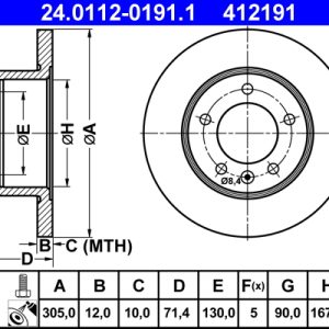 Disc frana ATE 24.0112-0191.1 – RENAULT | AutoRival